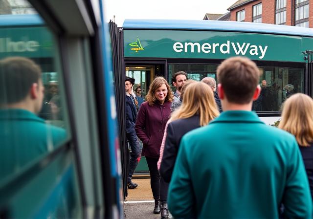 Passengers boarding an intercity express coach in Dublin